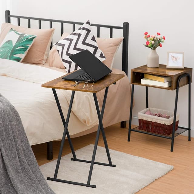 Thumbnail 6 de HOOBRO Tavolino pieghevole con altezza regolabile EBF16BZ01, stile industriale marrone vintage