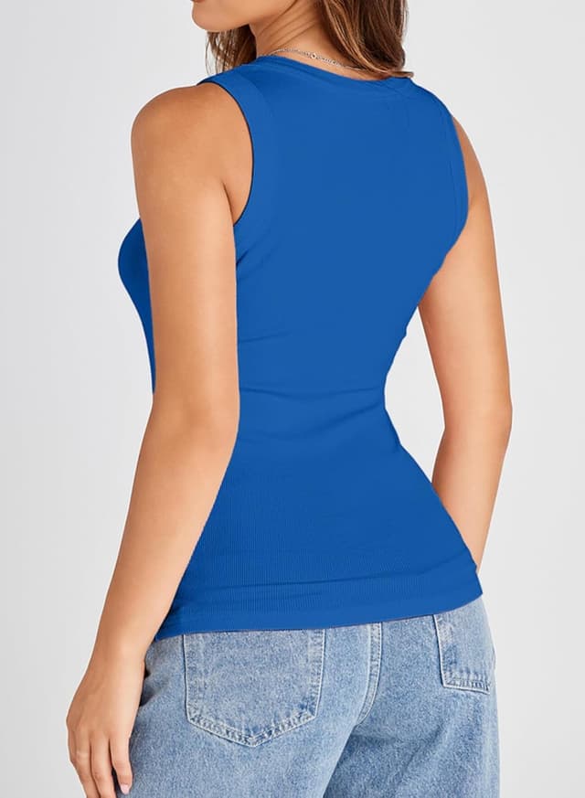 Detalle 2 de Dokotoo Ribbed Thick Strap Racerback Workout Tank for Women