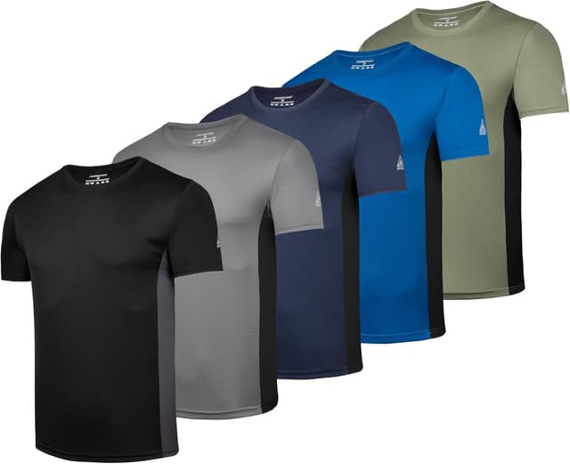 Detalle de AMZSPORT confezione da 1/3/5 t-shirt sportive da uomo girocollo traspiranti a maniche corte