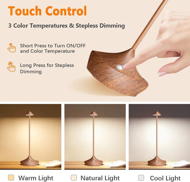 Detalle de Lampe de chevet LED tactile sans fil 6000 mAh