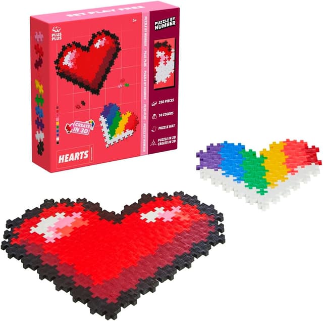 Detalle de Puzzle By Number 250 pcs Hearts (Plus-Plus) — a compact creative puzzle for ages 5–12