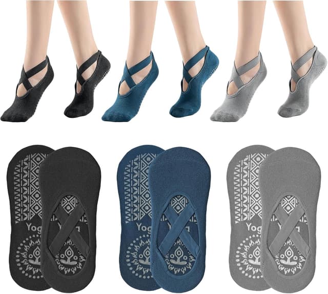 Thumbnail 6 de NHDDGR Calzini Pilates Donna antiscivolo con cinturino elastico (3 paia), taglia unica EU 35–40