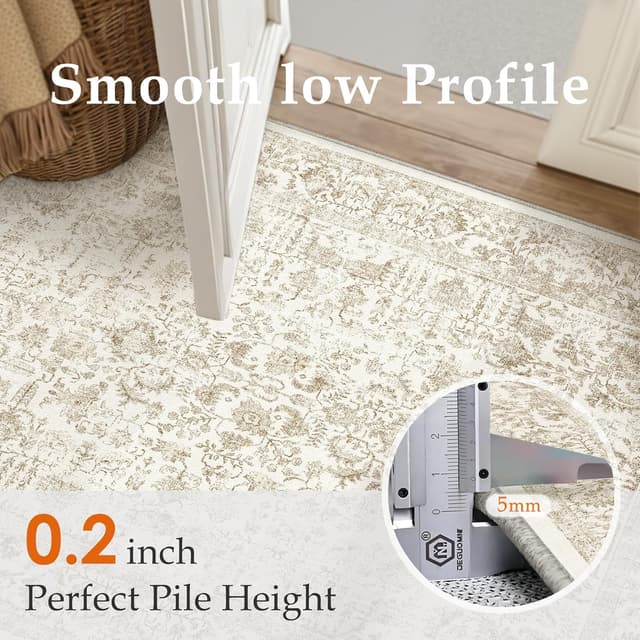 Detalle 2 de HUGEAR Vintage Brown Low Pile Area Rug (Washable, Non-Slip) 300x400cm