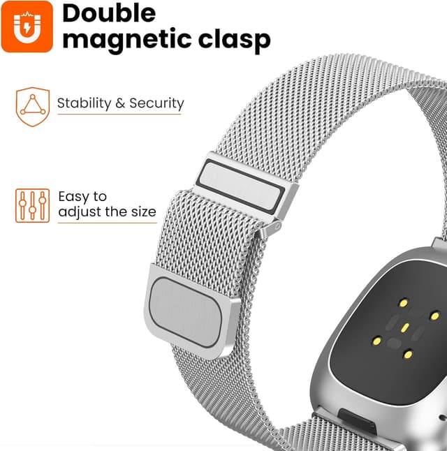 Detalle 2 de Yoohoo Straps Fitbit Versa 3 adjustable stainless steel 1 strap