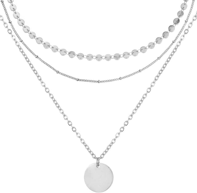 Detalle de BONNYBIRD BonnyTrio Layering-Ketten-Set aus Edelstahl 316L (3 Ketten) in Silber, Gold & Roségold