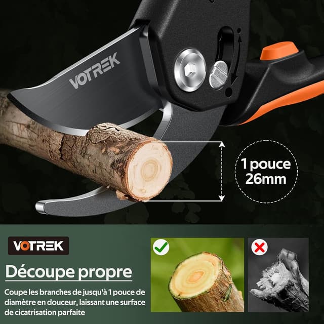Thumbnail 1 de VOTREK Sécateur Bypass Pro 21,5 cm — sécateur ergonomique pour mains fragiles ✂