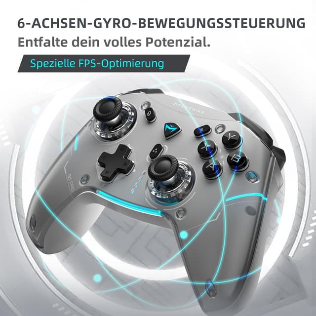 Detalle 2 de Machenike G5PRO MAX SE Bluetooth-Controller mit Ladestation (Grau) – Hall-Effect, 1.000 Hz