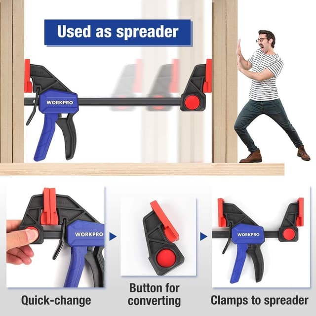 Detalle 2 de WORKPRO 305 mm Ratchet Bar Clamp Set 68 kg 🛠