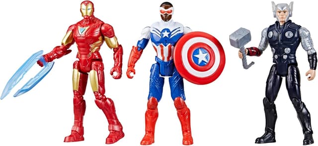Detalle de Hasbro Marvel Avengers Epic Hero Series Team-Up Gift Pack: action figure da 10 cm di Captain America, Thor e Iron Man