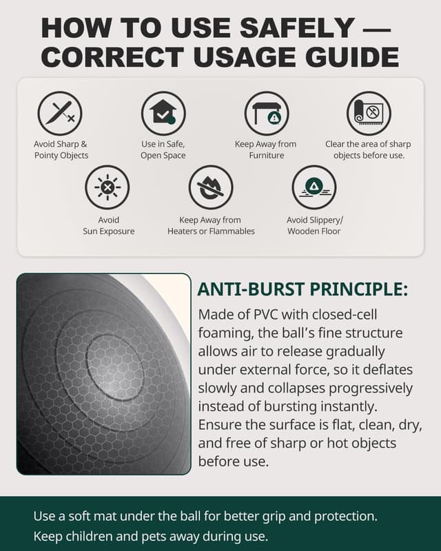 Detalle de Trideer Exercise Ball for Yoga, Pilates & Fitness (Stability Ball) with Quick Pump, 5 Sizes