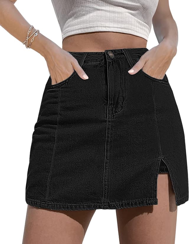 Imagen de luvamia Skorts Denim Mini Skirt with Side Slit en OfertitasTOP