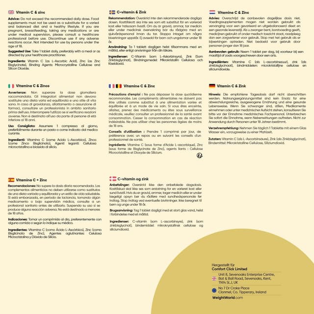 Detalle 1 de Vitamin C Zink Tabletten 1000 mg