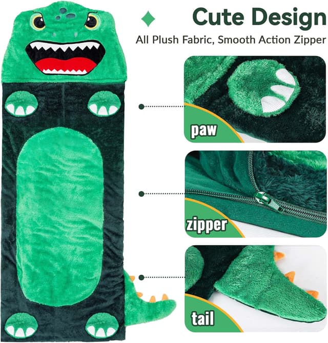 Thumbnail 6 de iPlay iLearn Kids Dinosaur Sleeping Bag (2-in-1) Toddler Nap Mat Slumber Sack