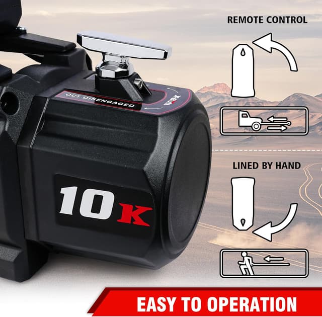 Detalle de X-BULL Winch 10000 lb Electric Winch Kit (12V) with IP67 Wireless Remote and Synthetic Rope