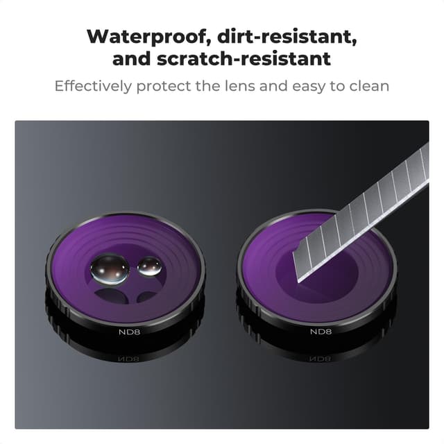 Detalle de K&F Concept ND8 filter for DJI Osmo Action 5 Pro / Action 4 / Action 3 – 3-stop neutral density (optical glass)