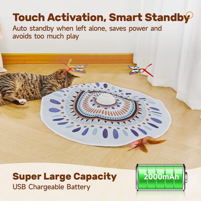 Thumbnail 5 de Potaroma Cat Toys Chargeable 3in1 Hide and Seek for Kittens – automated fluttering butterfly & moving wand feather