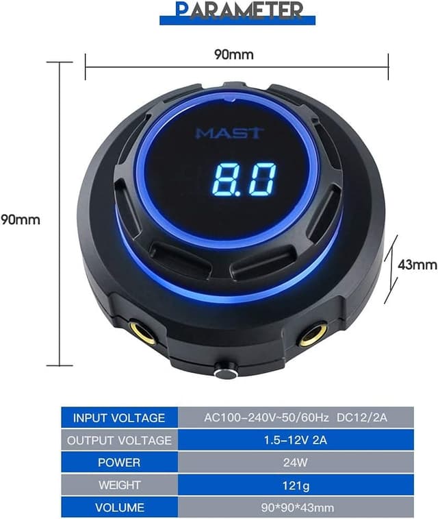 Thumbnail 6 de Mast Halo alimentation tatouage numérique Blue Light, écran LCD et sortie stable 12V/2A