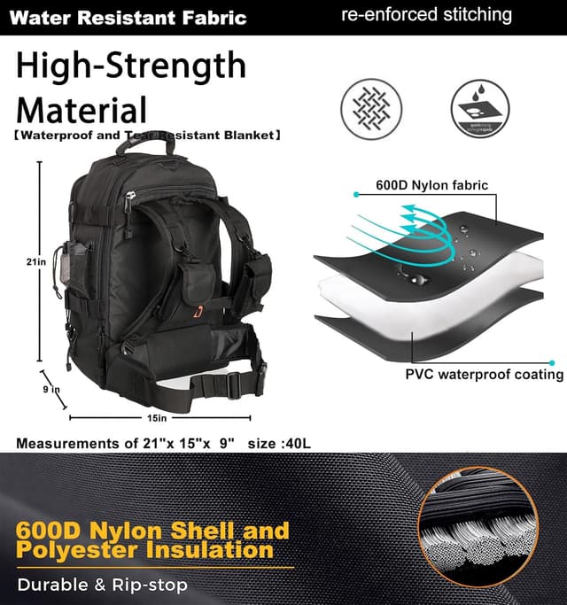 Detalle de Miramrax Tactical Backpack Military Army Daypack (MOLLE) — Expandable 3-Day Assault Pack for Hiking, Camping & Travel