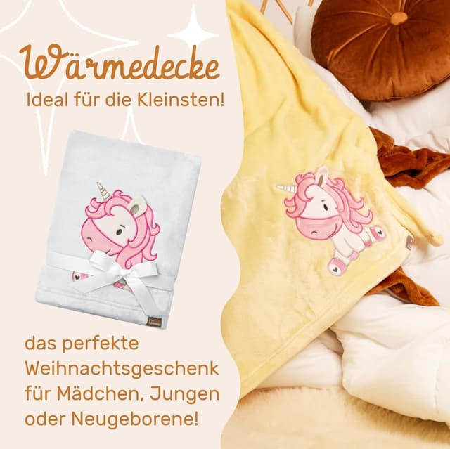 Detalle de Be Mammy Manta Caliente Infantil Gris Claro Unicornio🦄