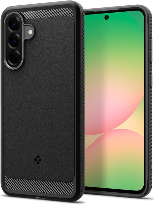 Detalle de Spigen Rugged Armor — coque en fibre de carbone pour Samsung Galaxy A56 5G (noir mat)