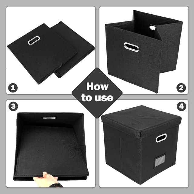 Thumbnail 5 de Aolawco 12-inch Vinyl Record Storage Box (folding, up to 100+ records) – Black