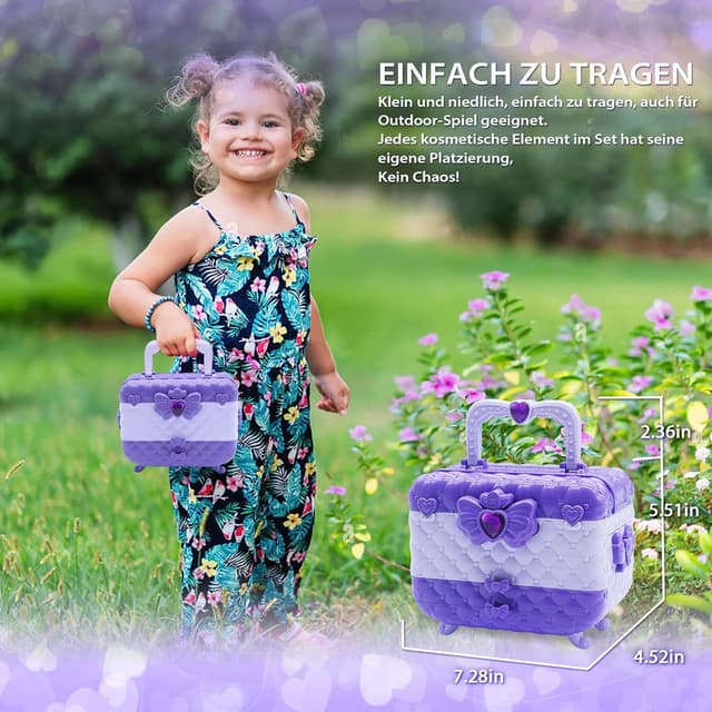 Detalle 2 de Kinderschminke Set Make-up Set „Dark Light Purple“ – 57-teiliges Kinder-Schminkkoffer-Spielzeug für Mädchen (4–12 Jahre)