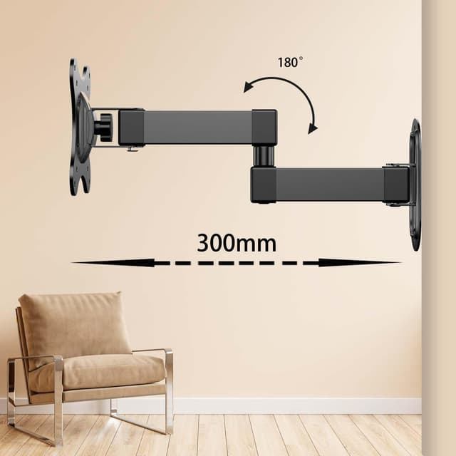 Detalle de JXMTSPW support TV mural orientable et inclinable 14 à 27 pouces (VESA 75x75 / 100x100) jusqu’à 10 kg