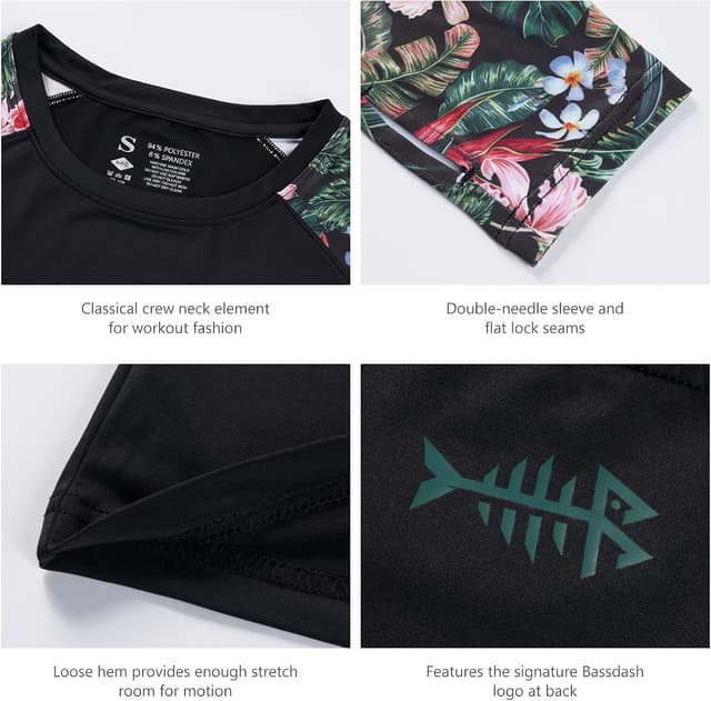 Detalle de Bassdash Damen Rash Guard mit UPF 50+ UV-Schutz (Langarm, Tarnmuster) für Angeln & Wandern