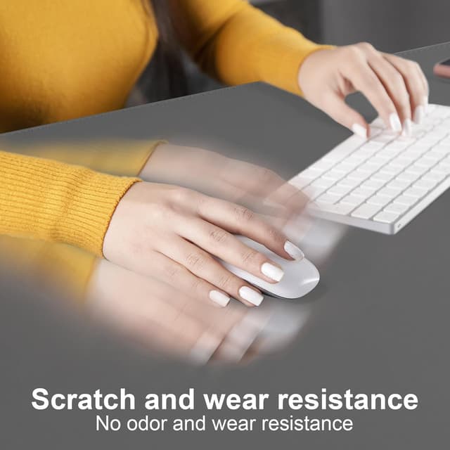 Thumbnail 6 de DAWNTREES Schreibtischunterlage aus Kunstleder mit rutschfester Wildleder-Rückseite (Dunkelgrau, 80x40 cm)