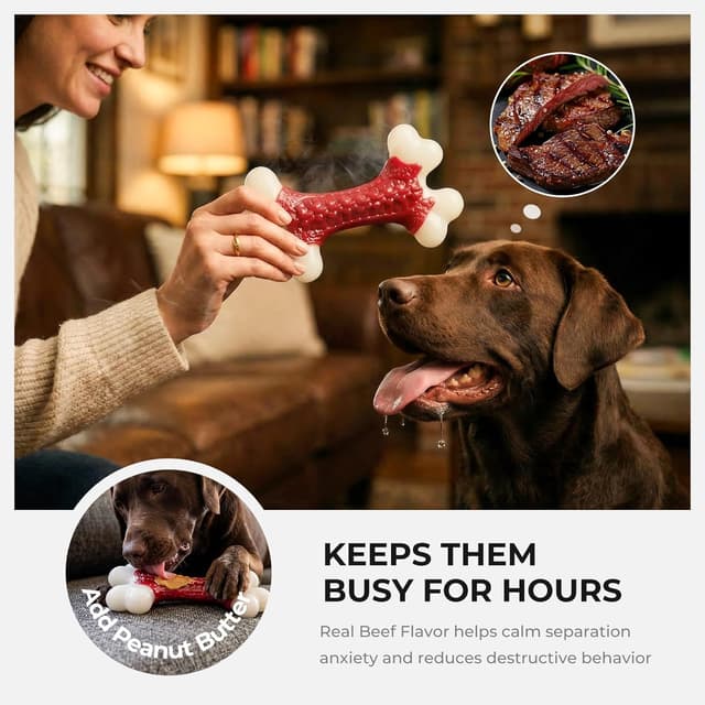 Detalle de ChienBox Nylon Bone Toy beef flavour for large dogs