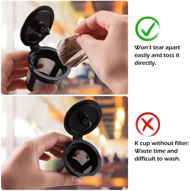 Detalle de Disposable Paper Coffee Filters for Keurig Single Brewers (fits most reusable K-cups) — 300 count