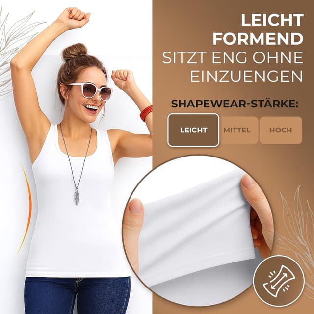 Detalle de UnsichtBra 3er Pack Shape Damen Unterhemden Longshirt – Basic Mikrofaser Longtop ohne Bügel