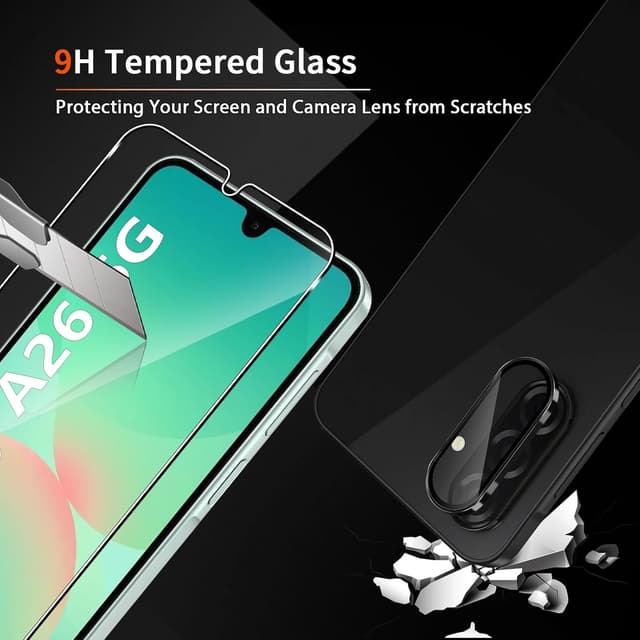 Detalle 2 de LiiLaa Displayschutz aus gehärtetem Glas & Kameraschutzfolie für Samsung Galaxy A26 5G (2 Stück) – 9H, bläschenfrei