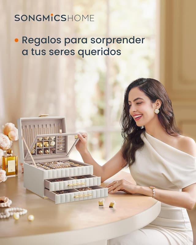 Detalle 2 de SONGMICS HOME ANAH caja joyero 21,5x24x15,8 cm
