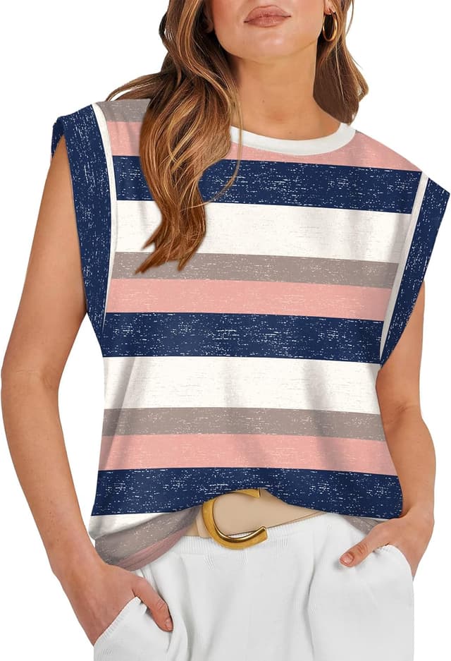 Thumbnail 6 de WIHOLL Women’s Cap Sleeve Loose-Fit Basic T-Shirts (Sleeveless Tank-Style)