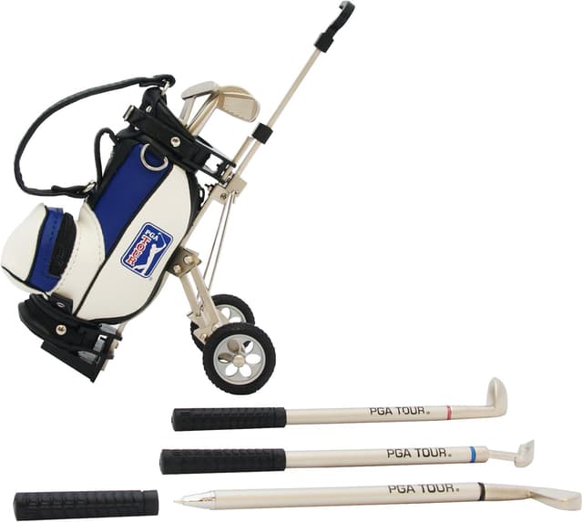Detalle 2 de PGA TOUR Golf Gifts for Men desktop golf bag pen holder with multicoloured club-shaped pens