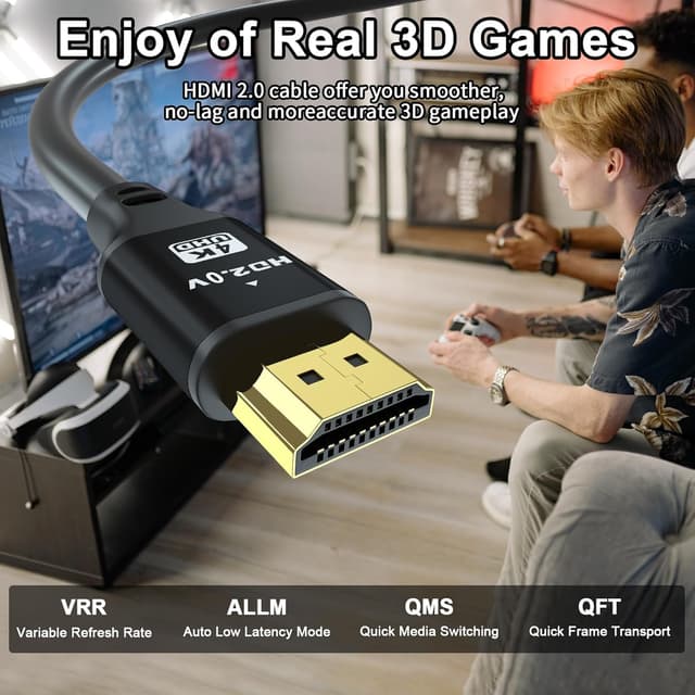 Detalle de charlore HDMI-Kabel 10 m (HDMI 2.0, 18 Gbit/s) für 4K@60 Hz – Ultra High Speed