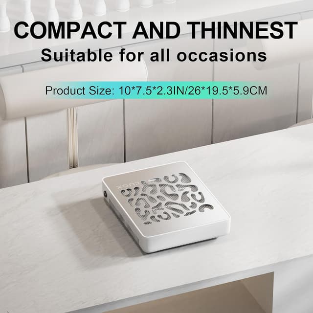 Detalle de L'UGX Professional Nail Dust Collector with 30 Filter Papers, 650Pa Turbo Suction Manicure & Pedicure