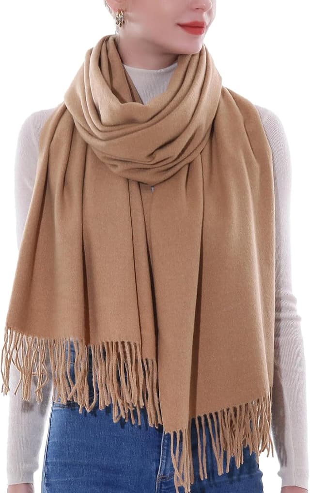 Detalle de SWAT PANY Ladies Pashmina Scarf Shawl & Wrap for Women – 200cm winter wedding scarf with fringes