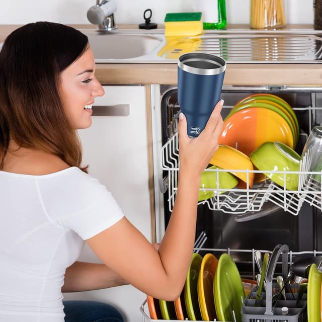 Thumbnail 6 de WETOWETO 30 oz Vacuum Insulated Stainless Steel Travel Tumbler with Lid (Blue)