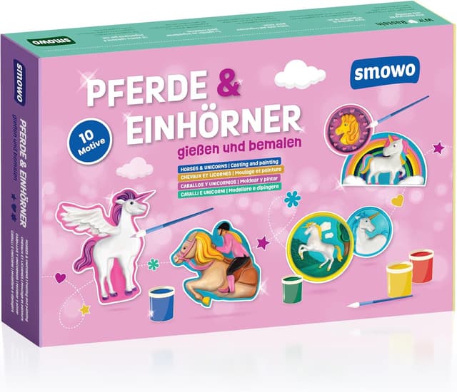 Detalle de Smowo Pferde und Einhörner selber gießen und anmalen – Bastelset mit 10 Gipsfiguren für Kinder