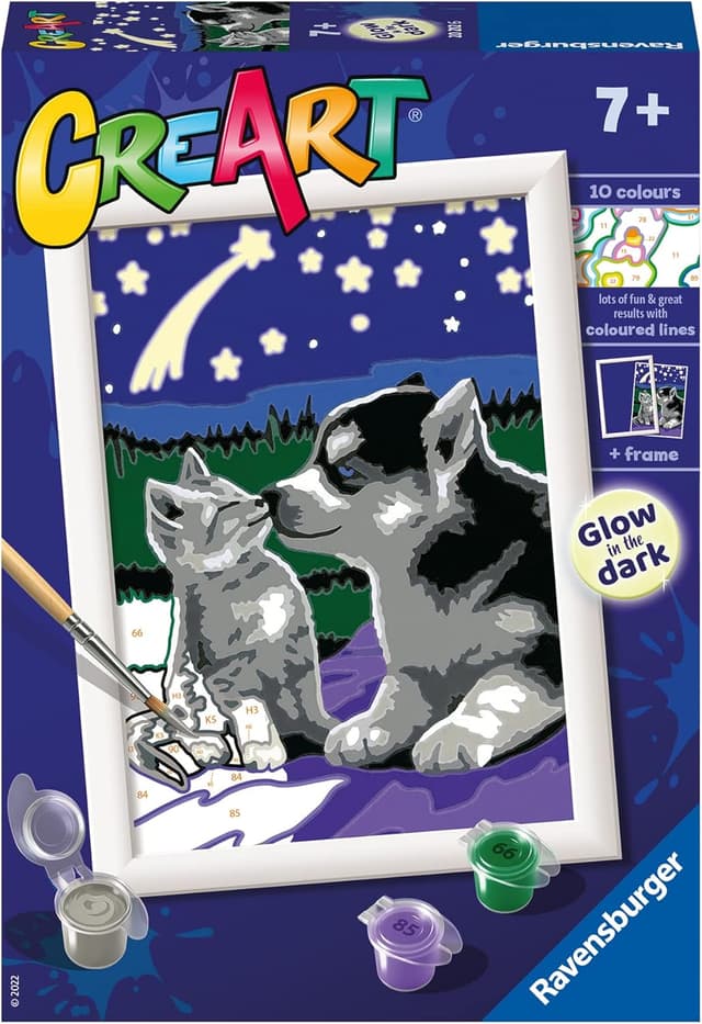 Detalle de Ravensburger CreArt: Amici per sempre – Dipingere con i numeri (7+ anni), kit pittura per bambini con cornice