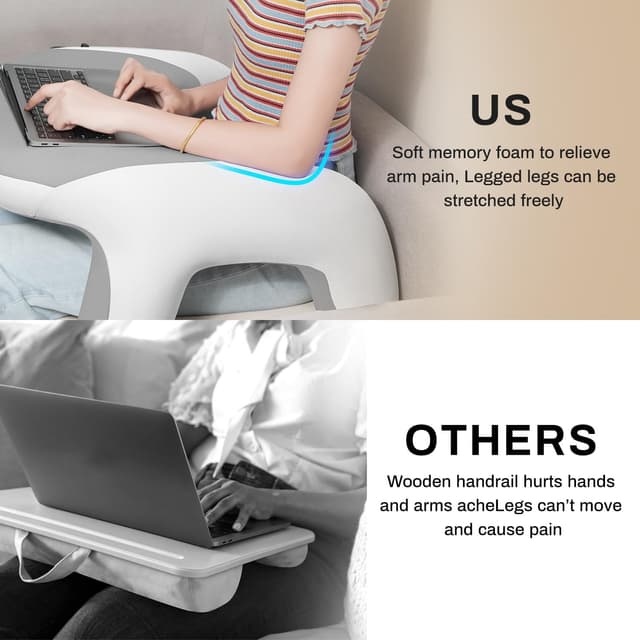 Detalle de WOGAHEV Laptop Lap Desk with Memory Foam Armrest ๐