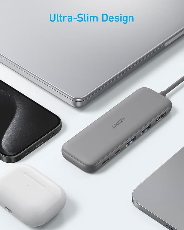 Detalle 2 de Anker USB C Hub 5-in-1 (USB-C to HDMI) with 4K HDMI, 85W pass-through charging and 5Gbps data ports