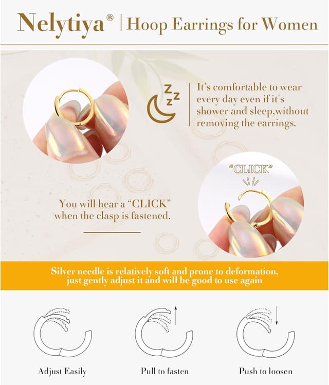 Detalle 2 de Nelytiya 4 Paar Creolen Set aus 925 Silber – kleine Creolen Silber 925 (6/8/10/12 mm), hypoallergen