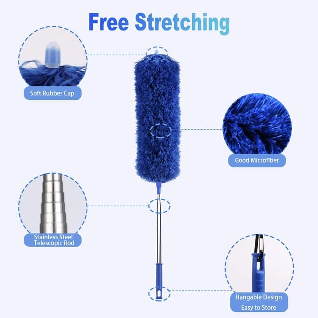 Detalle de Vicloon spolverino telescopico in microfibra con manico lungo fino a 245 cm