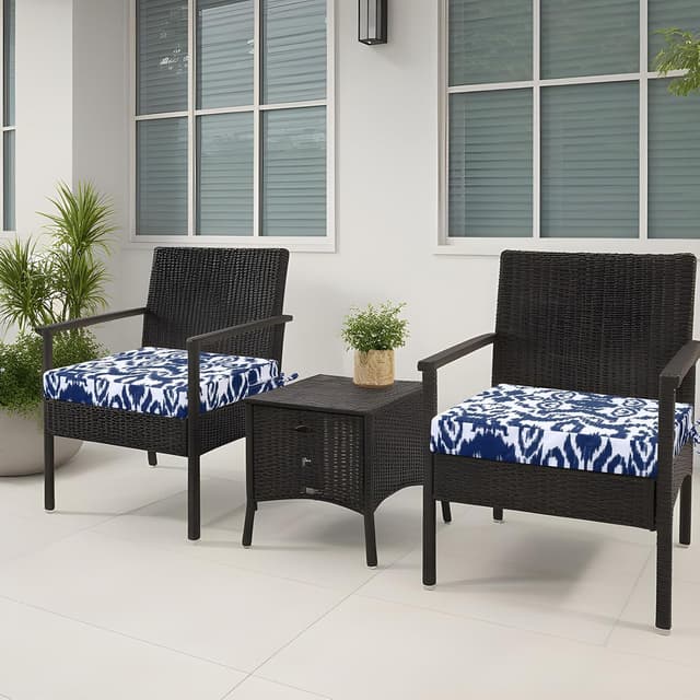 Detalle 2 de PrimePatio outdoor garden chair cushions set of 2 (7cm thick, waterproof, navy) – 50 x 50cm