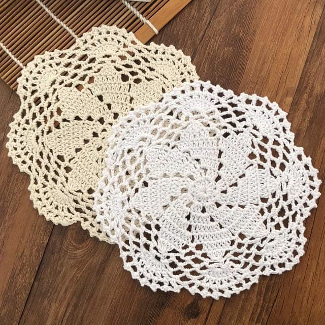 Detalle 2 de gracebuy crochet lace placemats 7 inch, set of 4