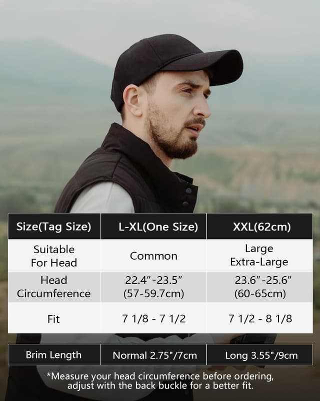 Detalle de Zylioo Basecap XL/XXL für große Köpfe (distressed) – verstellbare Baseballkappe aus Baumwolle