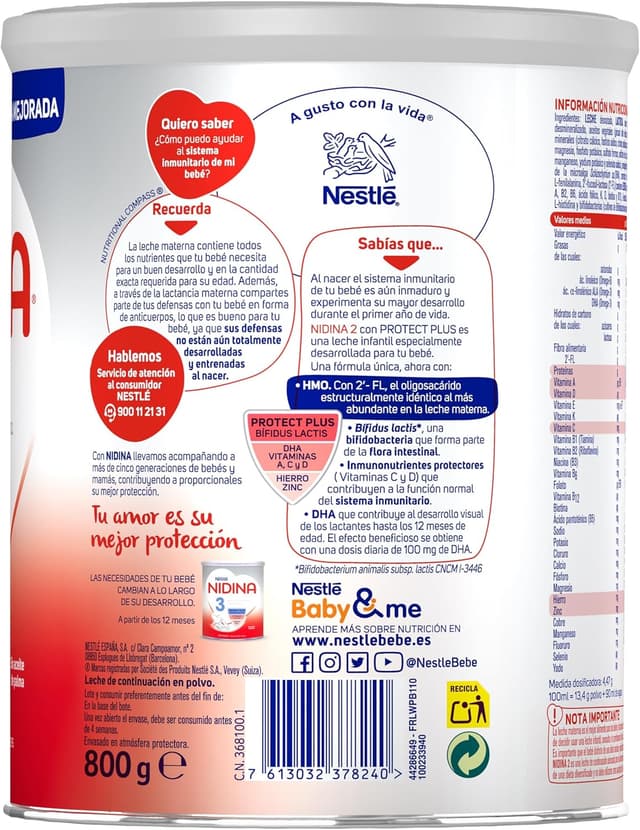 Thumbnail 4 de Nestlé NIDINA 2 Leche Continuación en polvo para bebés